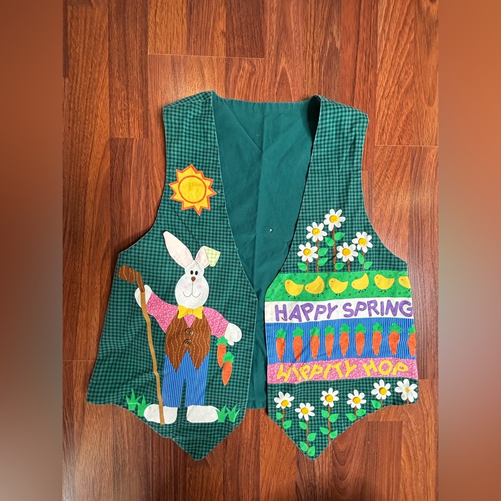 Handmade Vest Science/Art Teacher Spring Flowers Garden Rabbit One Size